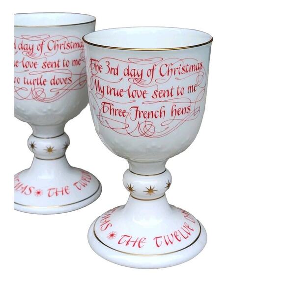 Royal Doulton 12 Days of Christmas Goblets 1st 2nd 3rd Partridge Doves Hens - Picture 8 of 15